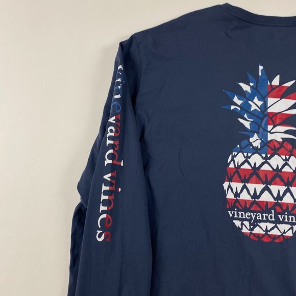 Vineyard Vines Pineapple US American Flag Long Sleeve Pocket T Shirt Mens 4XLT - Picture 5 of 8